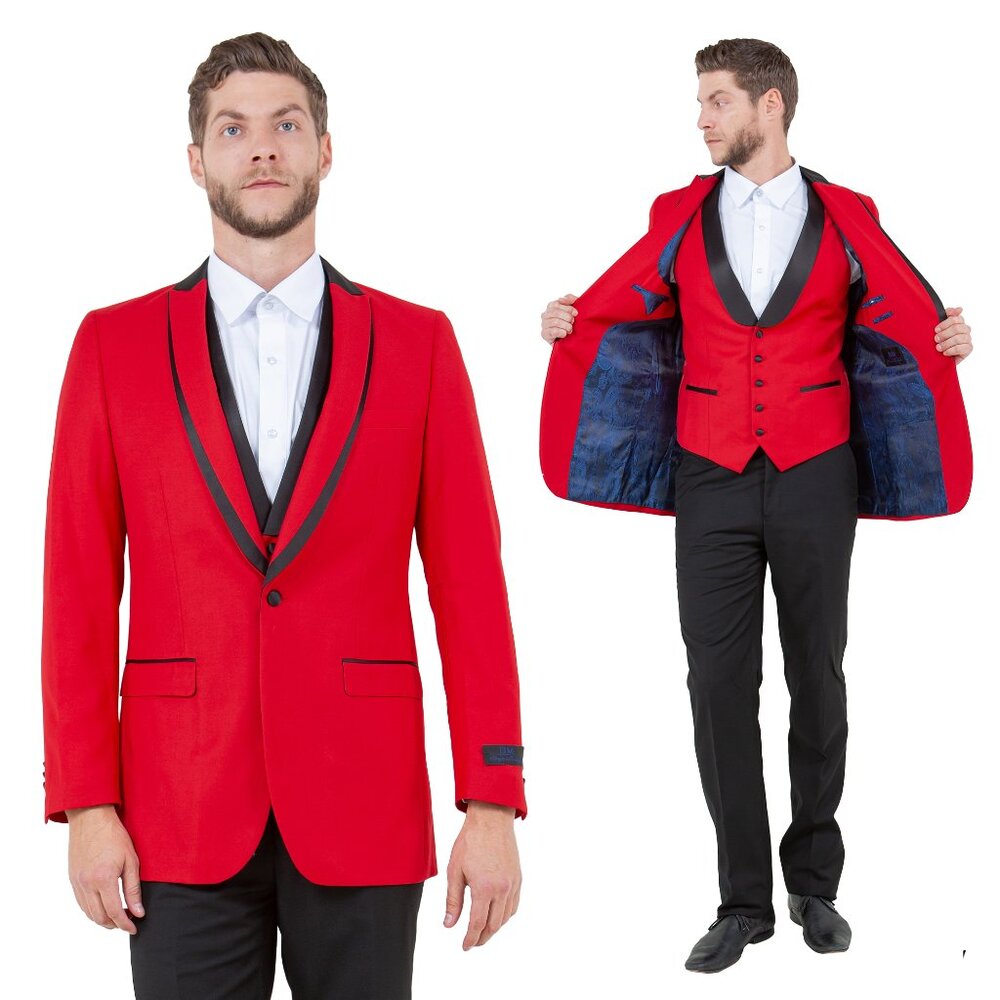 Bryan Michaels Slim Fit 3-PC Tuxedo, Red